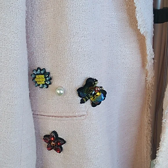 Zara Blush Pink Boucle Blazer Small - Picture 3 of 6